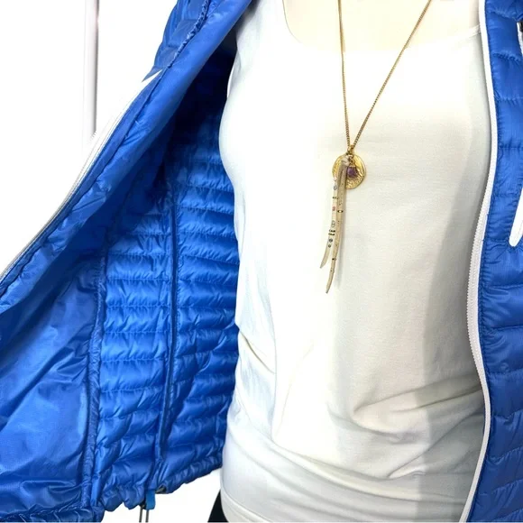 L.L.BEAN jacket women’s ultralight 850 DOWN HOODED SWEATER JACKET BLUE zip M - Picture 7 of 15